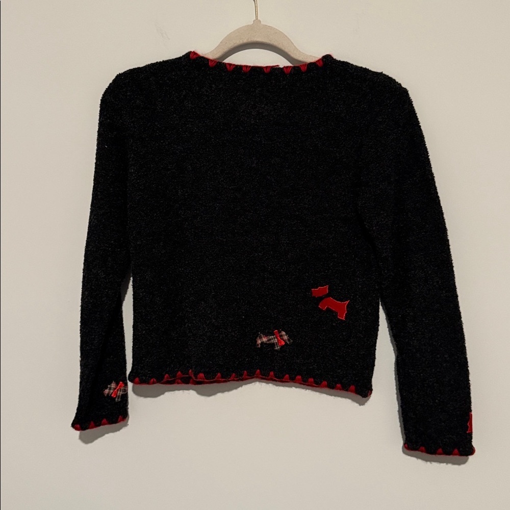 Talbots Kids Black Scottie Dog Button-Up Sweater – Size 10 - Picture 3 of 6